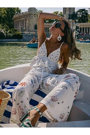شلوار سفید زنانه پنبه ای FASHION COCKTAIL - کد 860241674