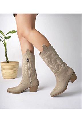 بوت / نیم بوت قهوه ای زنانه چرم مصنوعی Glam Step Shoess - کد 860271482