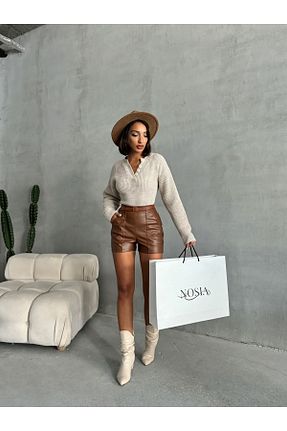 پلیور طوسی زنانه هندسی nosia fashion - کد 860437966