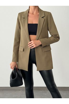 کت بلیزر خاکی زنانه پارچه popibutik - کد 817718798