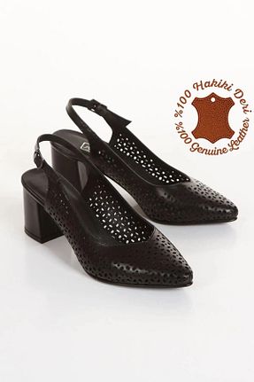 کفش پاشنه بلند کلاسیک مشکی زنانه چرم خالص elvinshoes - کد 831252647