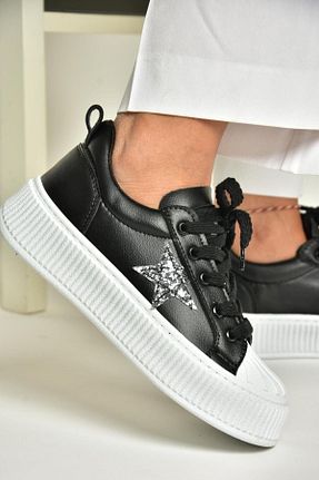 کفش اسنیکر مشکی زنانه بند دار Fox Shoes - کد 856339473