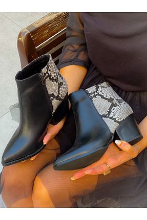 بوت / نیم بوت مشکی زنانه چرم مصنوعی irmona - کد 860241032