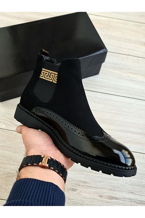 بوت / نیم بوت مشکی مردانه چرم مصنوعی Özel Yapım - کد 760866494