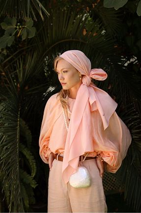 شال صورتی زنانه پنبه ای Mihrie - کد 860352113