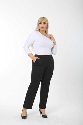 شلوار سایز بزرگ مشکی زنانه بافت Esina - کد 175536052