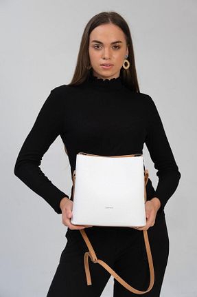 کیف دوشی سفید زنانه چرم مصنوعی Just Polo - کد 860373982