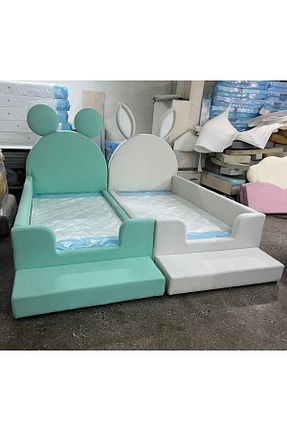 تخت خواب بچه گانه و مونته سوری صورتی MDF Puf Bebe - کد 860256600