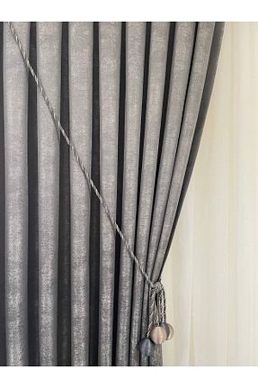 پرده زمینه طوسی پلی استر MebelPort Curtain - کد 690789947