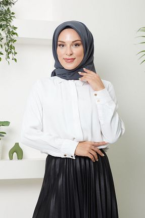 روسری طوسی کرپ ساتن ابریشم Golden Rose - کد 860235573