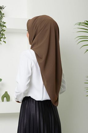 روسری قهوه ای کرپ ساتن ابریشم Golden Rose - کد 860235548