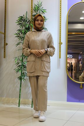 ست بالاتنه و پائین تنه حجاب طوسی زنانه گشاد Levidor - کد 860245314