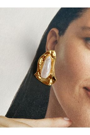 گوشواره استیل (فولاد) طلائی زنانه استیل ضد زنگ Pinery Jewels - کد 860253674