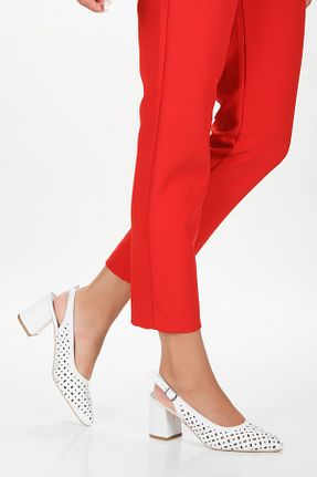 کفش پاشنه بلند کلاسیک سفید زنانه چرم elvinshoes - کد 855091785