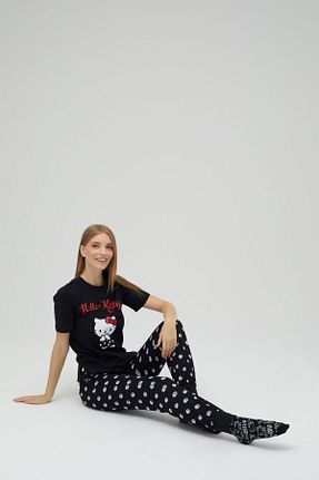 شلوار کرمگن مشکی زنانه رگولار Hello Kitty - کد 860538807
