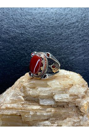 انگشتر نقره قرمز مردانه عقیق Asteria Jewelry - کد 860456193