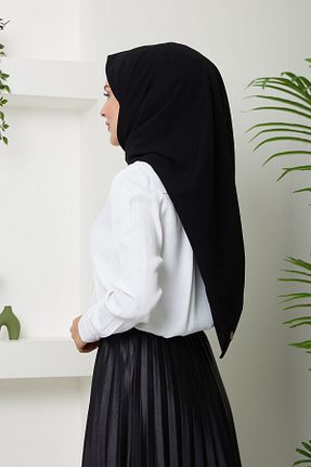 روسری مشکی کرپ ساتن ابریشم Golden Rose - کد 860235569