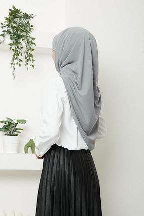 روسری طوسی کرپ ساتن ابریشم Golden Rose - کد 860235582