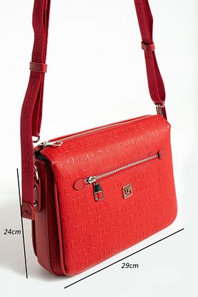 کیف دوشی قرمز زنانه چرم مصنوعی Just Polo - کد 860373693