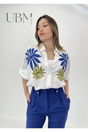پیراهن سفید زنانه اورسایز ubmbutik - کد 821863980