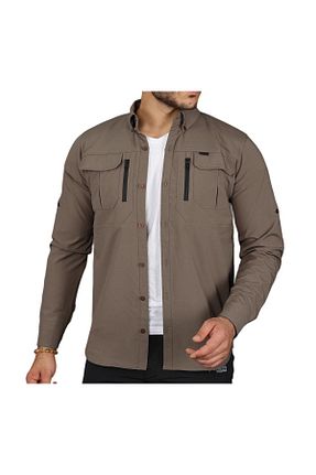 پیراهن قهوه ای مردانه اسلیم فیت TAKTİK - کد 860249334