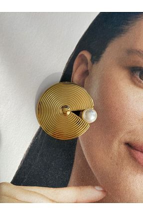 گوشواره استیل (فولاد) طلائی زنانه استیل ضد زنگ Pinery Jewels - کد 860255739