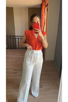 شلوار سفید زنانه پارچه Ayşe AKTAŞ - کد 860386428