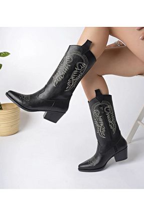 چکمه مشکی زنانه چرم مصنوعی Glam Step Shoess - کد 860268217