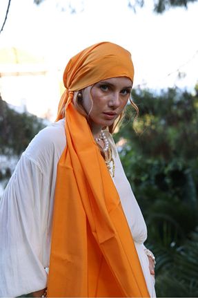شال نارنجی زنانه پنبه ای Mihrie - کد 860352096