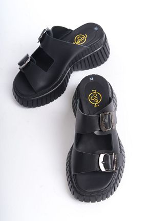 دمپائی مشکی زنانه چرم خالص NOSEY SHOES - کد 860536977