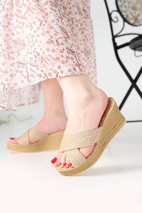 دمپائی خاکی زنانه حصیر Ccway - کد 253056160