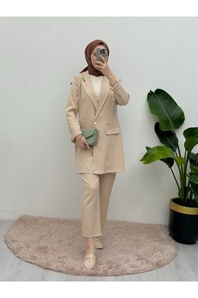 ست بالاتنه و پائین تنه حجاب بژ زنانه رگولار HİJABAYA - کد 860715878