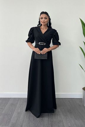 لباس مجلسی و فارغ التحصیلی مشکی زنانه کرپ giyimmasalı - کد 860690932