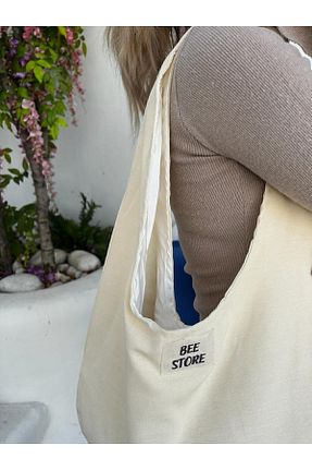 کیف دوشی بژ زنانه پارچه ای bee store - کد 647761209