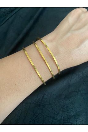 دستبند استیل (فولاد) طلائی زنانه استیل (فولاد) Hilar Aksesuar - کد 860846825