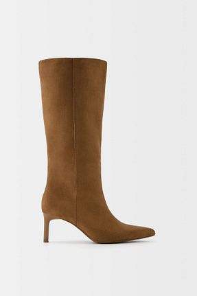 چکمه قهوه ای زنانه پلی استر Bershka - کد 854417879