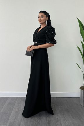 لباس مجلسی و فارغ التحصیلی مشکی زنانه کرپ giyimmasalı - کد 860690932