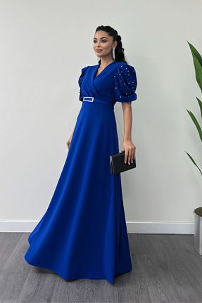 لباس مجلسی و فارغ التحصیلی سرمه ای زنانه کرپ giyimmasalı - کد 860690943