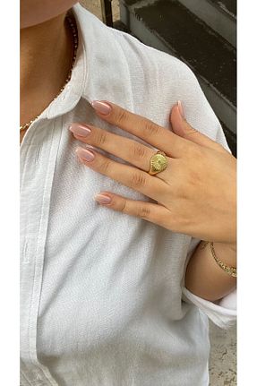 انگشتر استیل (فولاد) طلائی زنانه استیل ضد زنگ Akiha Aksesuar - کد 860281955