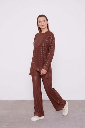 ست بالاتنه و پائین تنه قهوه ای زنانه بافتنی Levidor - کد 860754480