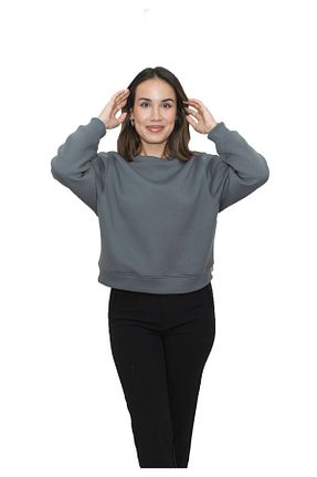 سوئیشرت طوسی زنانه ساده BONUS HILL - کد 860811182