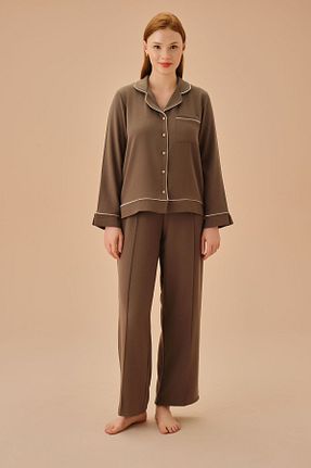 ست لباس راحتی خاکی زنانه ساده Suwen - کد 860855637