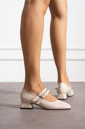 کفش پاشنه بلند کلاسیک بژ زنانه چرم مصنوعی ZENNESHOES - کد 860707742