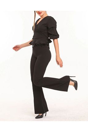 شلوار پارچه ای مشکی زنانه فاق نرمال Butik - کد 860728533