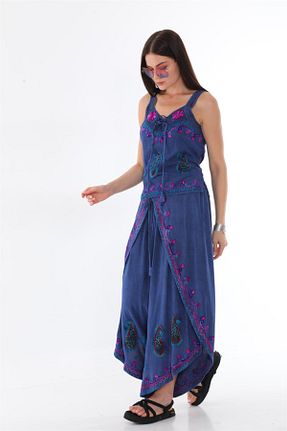 ست بالاتنه و پائین تنه سرمه ای زنانه بافتنی Bohem Stil - کد 759290055