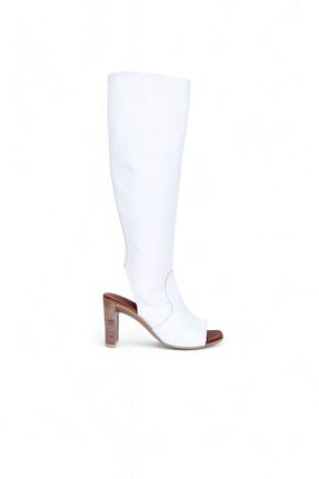 چکمه سفید زنانه چرم خالص Bueno Shoes - کد 119592651