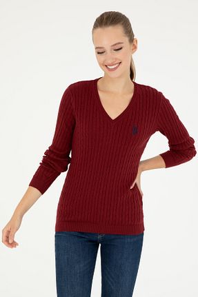 پلیور قهوه ای زنانه ساده U.S. Polo Assn. - کد 860866496