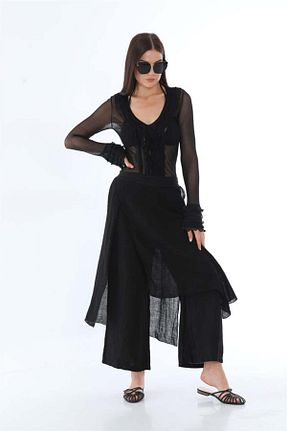 شلوار مشکی زنانه پارچه Bohem Stil - کد 306897625
