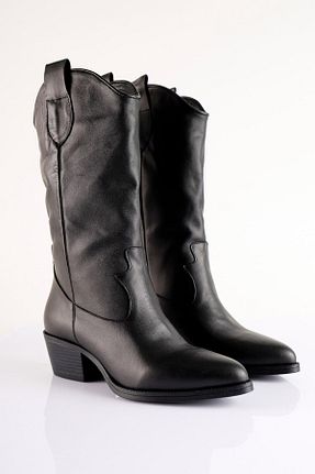 چکمه مشکی زنانه چرم خالص SU SHOE BOUTIQUE - کد 860906606