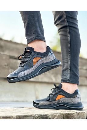 کفش اسنیکر مشکی مردانه چرم اصل ByItallanoshoes - کد 770558275